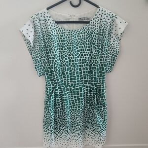 Eliza J Green and White Patterned Dress